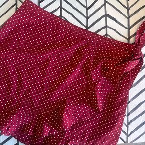 Nasty Gal Size 10 Red and White Polka Dot Mini Ruffle Wrap Skirt